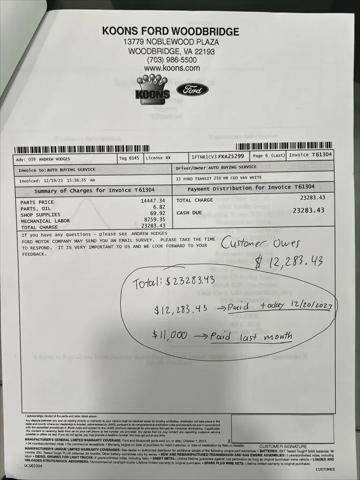 2015 Ford Transit T-250 130" Med Rf 9000 GVWR Sliding RH Dr
