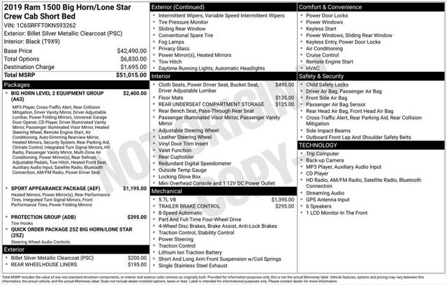 2019 Ram 1500 Big Horn/Lone Star Crew Cab 4x4 57 Box
