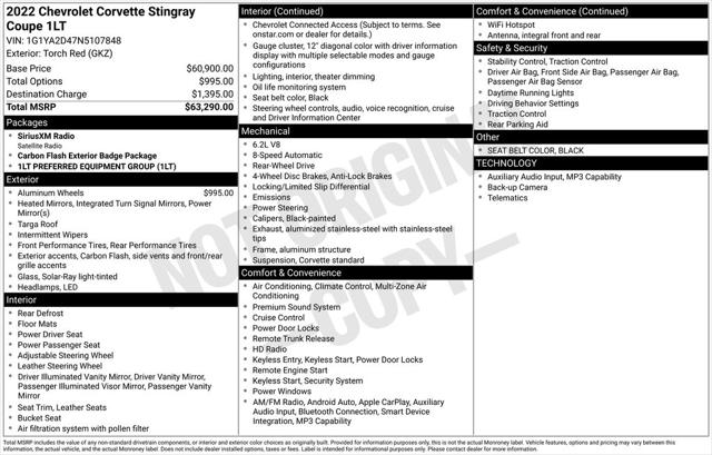 2022 Chevrolet Corvette Stingray RWD Coupe 1LT
