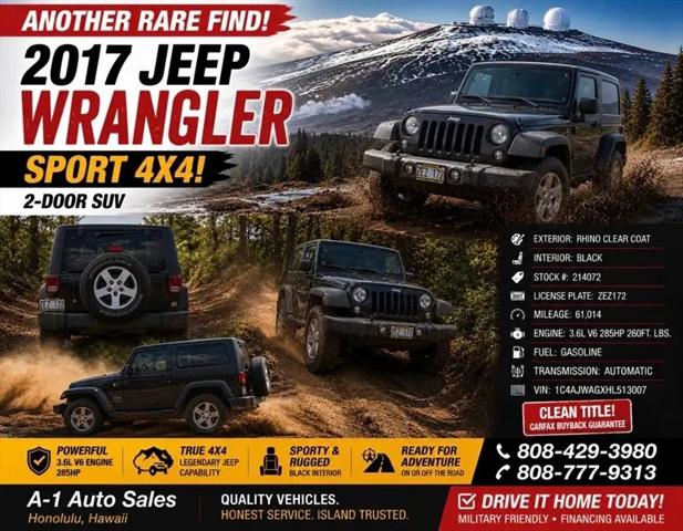 2017 Jeep Wrangler Sport 4x4 for sale in Honolulu, HI