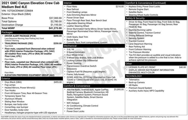 2021 GMC Canyon 4WD Crew Cab Short Box Elevation