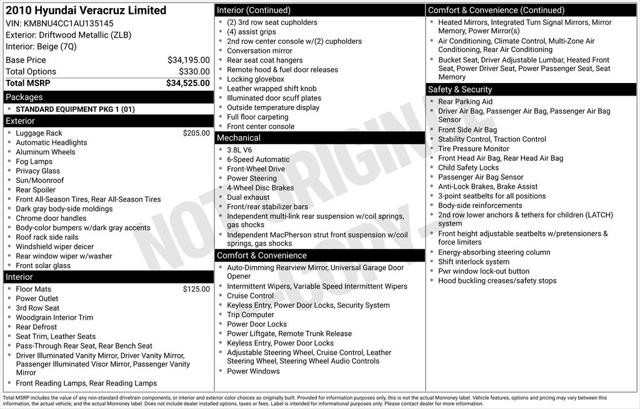 2010 Hyundai Veracruz Limited 2010 Hyundai Veracruz Limited