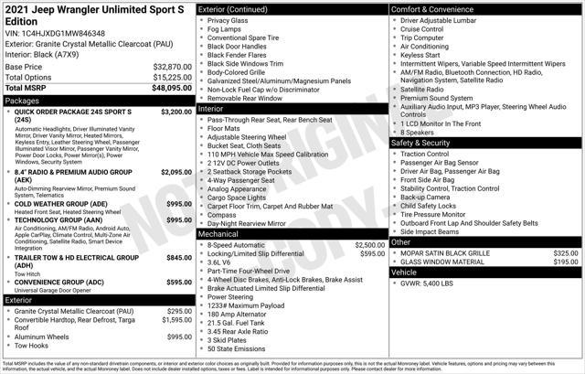 2021 Jeep Wrangler Unlimited Sport S 4x4