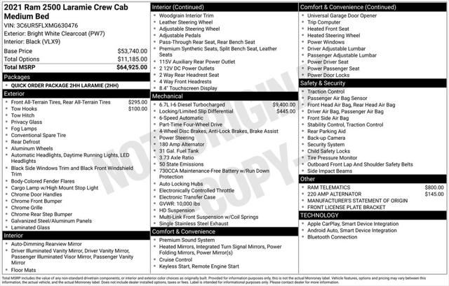 2021 RAM 2500 Laramie Crew Cab 4x4 64 Box