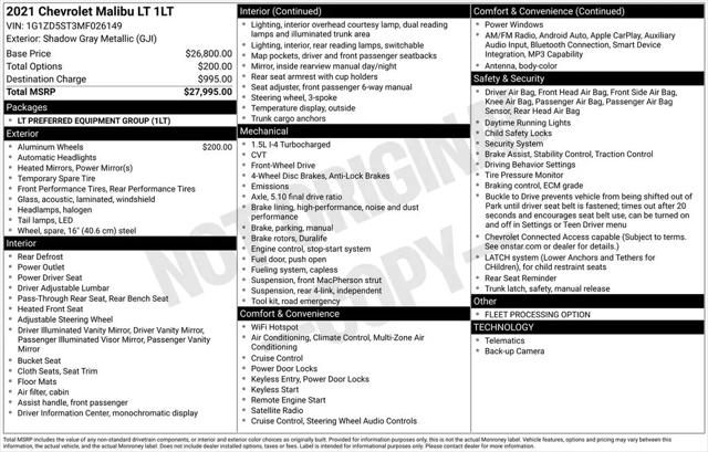 2021 Chevrolet Malibu FWD LT