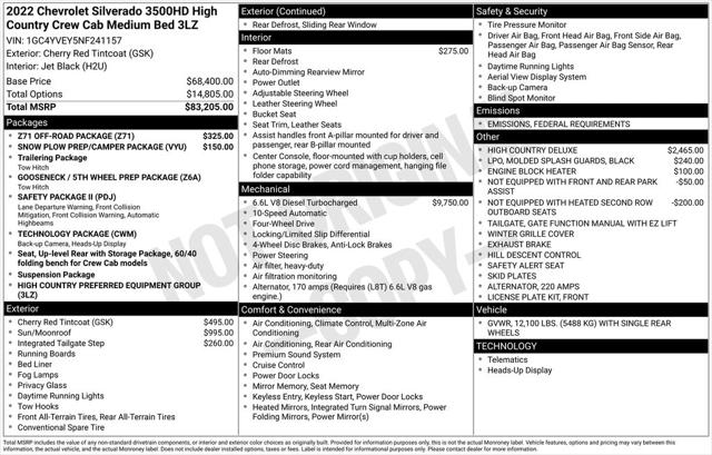 2022 Chevrolet Silverado 3500HD 4WD Crew Cab Standard Bed High Country