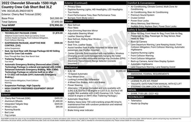 2022 Chevrolet Silverado 1500 4WD Crew Cab Short Bed High Country