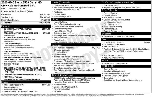 2020 GMC Sierra 2500HD 4WD Crew Cab Standard Bed Denali