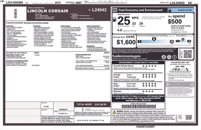 Used 2020 Lincoln Corsair Standard For Sale in Muscle Shoals, AL