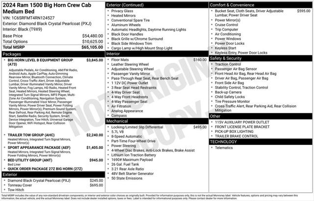 2024 RAM Ram 1500 RAM 1500 BIG HORN CREW CAB 4X4 64 BOX