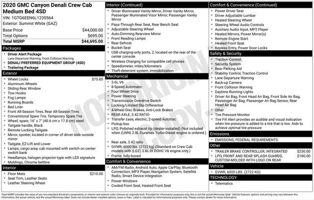 2020 GMC Canyon 4WD Crew Cab Short Box Denali 2020 GMC Canyon 4WD Crew Cab Short Box Denali