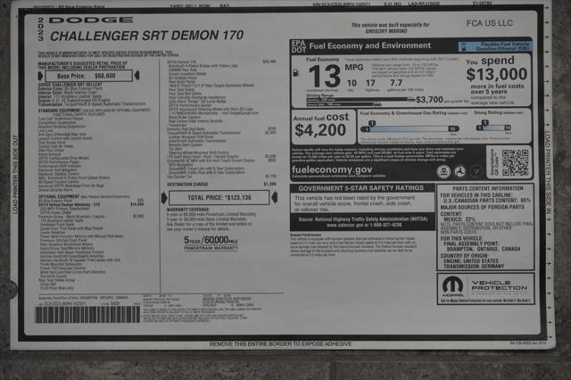 2023 Dodge Challenger SRT Demon 2023 Dodge Challenger SRT Demon