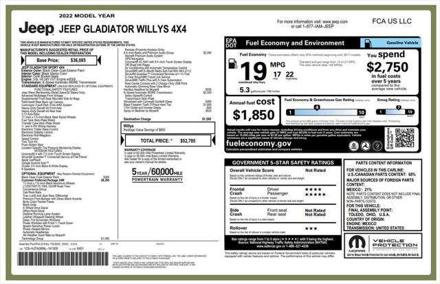 2022 Jeep Gladiator Willys 4x4
