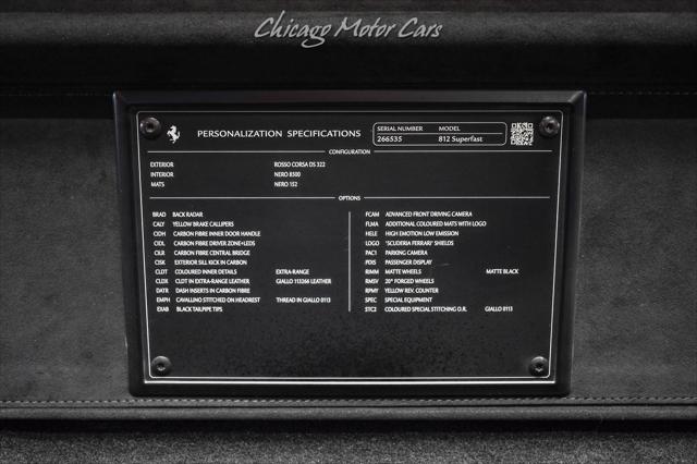 2021 Ferrari 812 Superfast Coupe ONLY 3k Miles! TONS of Carbon Fiber! Passenger Display! IPE Exhaust!