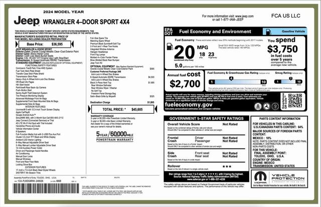 2024 Jeep Wrangler WRANGLER 4-DOOR SPORT