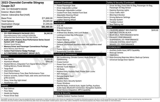 2023 Chevrolet Corvette Stingray RWD Coupe 2LT