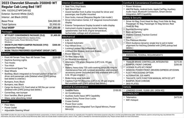2023 Chevrolet Silverado 2500HD 4WD Regular Cab Long Bed WT