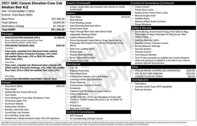 2021 GMC Canyon 4WD Crew Cab Short Box Elevation