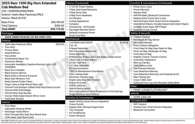 2025 RAM Ram 1500 RAM 1500 BIG HORN QUAD CAB 4X4 64 BOX