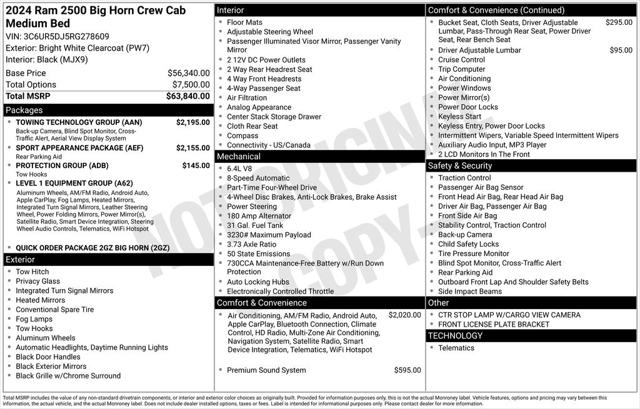 2024 RAM Ram 2500 RAM 2500 BIG HORN CREW CAB 4X4 64 BOX