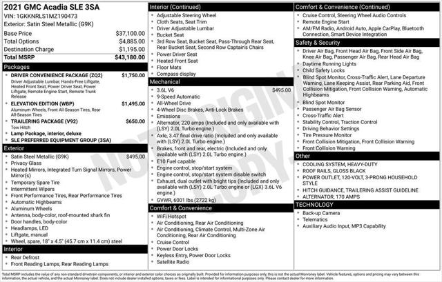 2021 GMC Acadia AWD SLE 2021 GMC Acadia AWD SLE