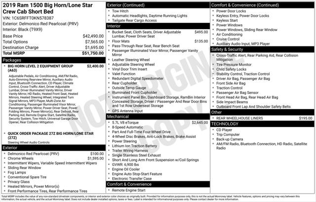 2019 Ram 1500 Big Horn/Lone Star Crew Cab 4x4 57 Box