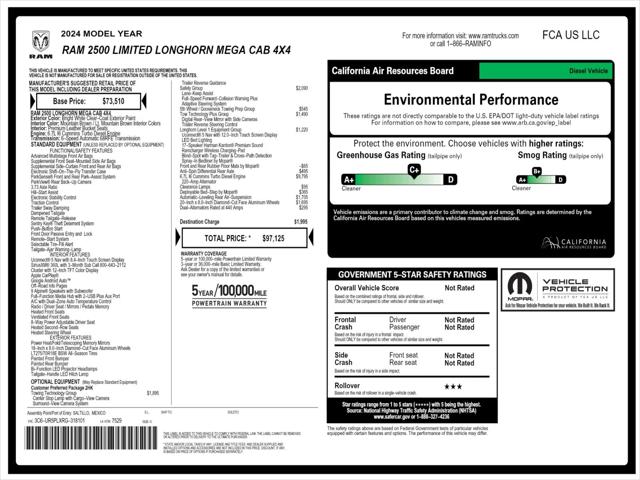 2024 RAM Ram 2500 RAM 2500 LIMITED LONGHORN MEGA CAB 4X4 64 BOX