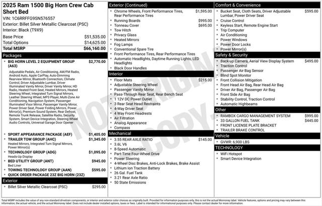 2025 RAM Ram 1500 RAM 1500 BIG HORN CREW CAB 4X4 57 BOX