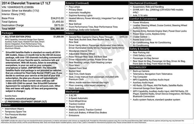 2014 Chevrolet Traverse LT for sale in Dover, DE