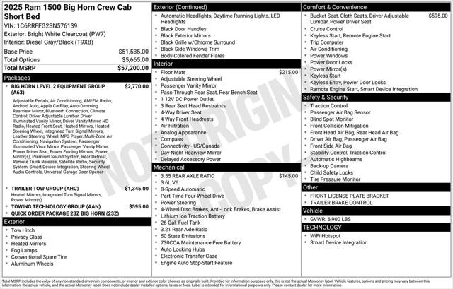 2025 RAM Ram 1500 RAM 1500 BIG HORN CREW CAB 4X4 57 BOX