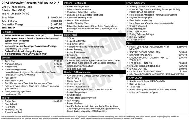 2024 Chevrolet Corvette Z06 RWD Coupe 2LZ