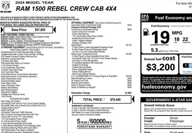 2024 RAM 1500 Rebel Crew Cab 4x4 57 Box