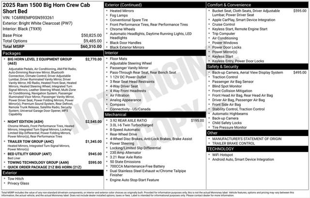 2025 RAM Ram 1500 RAM 1500 BIG HORN CREW CAB 4X2 64 BOX