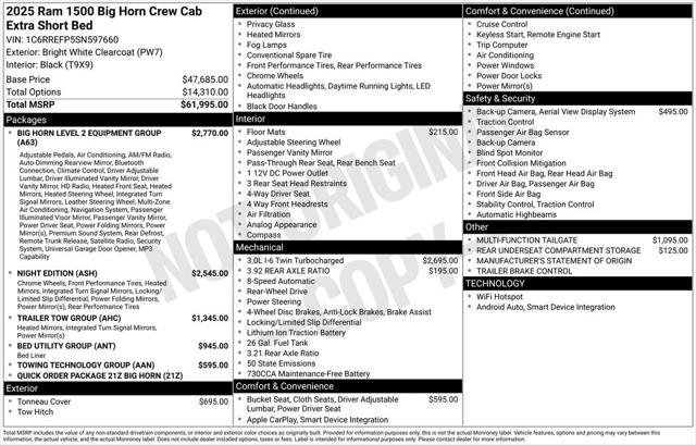 2025 RAM Ram 1500 RAM 1500 BIG HORN CREW CAB 4X2 57 BOX