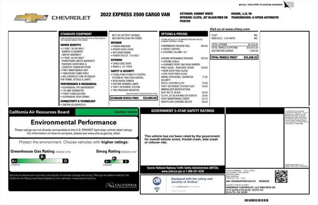 2022 Chevrolet Express Cargo Van RWD 2500 Regular Wheelbase WT
