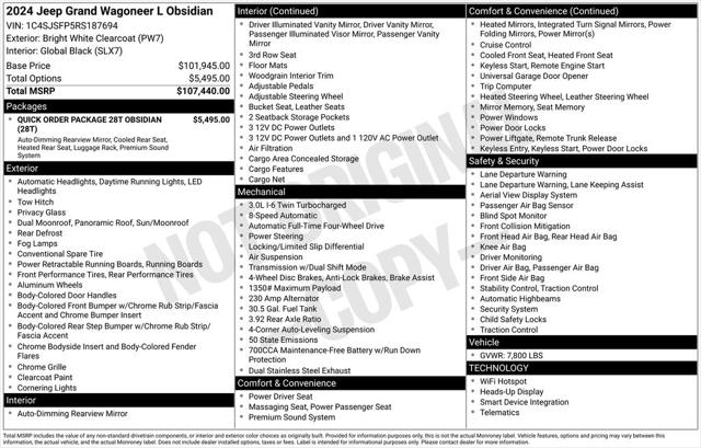 2024 Wagoneer Grand Wagoneer GRAND WAGONEER L OBSIDIAN 4X4