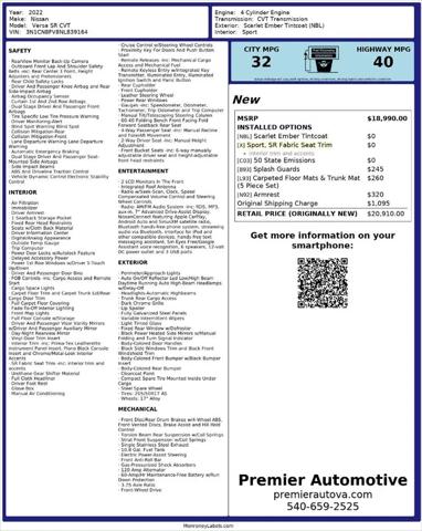 2022 Nissan Versa 1.6 SR Xtronic CVT