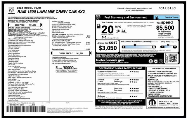 2024 RAM 1500 Laramie Crew Cab 4x2 57 Box