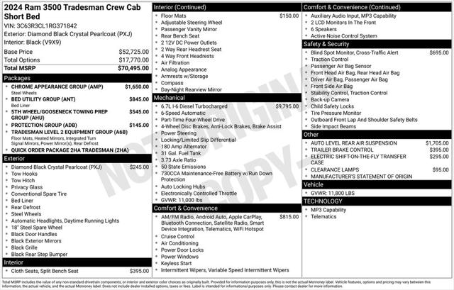 2024 RAM Ram 3500 RAM 3500 TRADESMAN CREW CAB 4X4 64 BOX