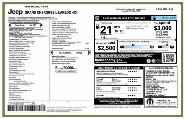2025 Jeep Grand Cherokee GRAND CHEROKEE L LAREDO 4X4