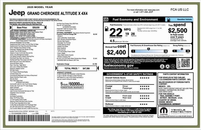 2025 Jeep Grand Cherokee GRAND CHEROKEE ALTITUDE X 4X4