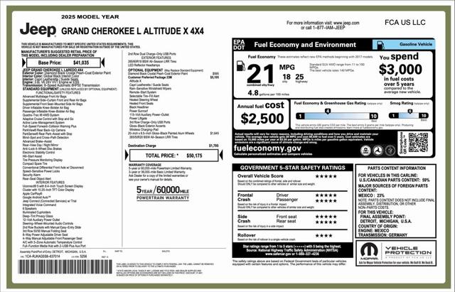 2025 Jeep Grand Cherokee GRAND CHEROKEE L ALTITUDE X 4X4