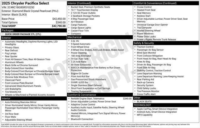 2025 Chrysler Pacifica PACIFICA SELECT