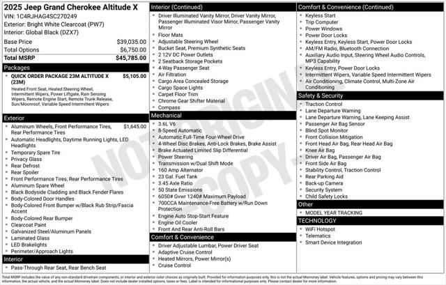 2025 Jeep Grand Cherokee GRAND CHEROKEE ALTITUDE X 4X4