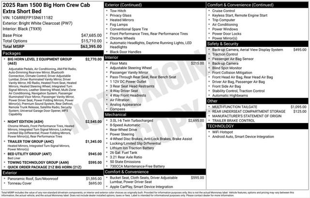 2025 RAM Ram 1500 RAM 1500 BIG HORN CREW CAB 4X2 57 BOX