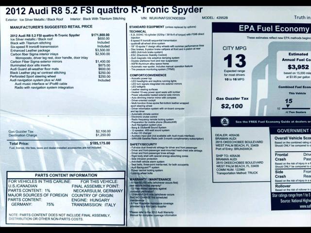 2012 Audi R8 5.2