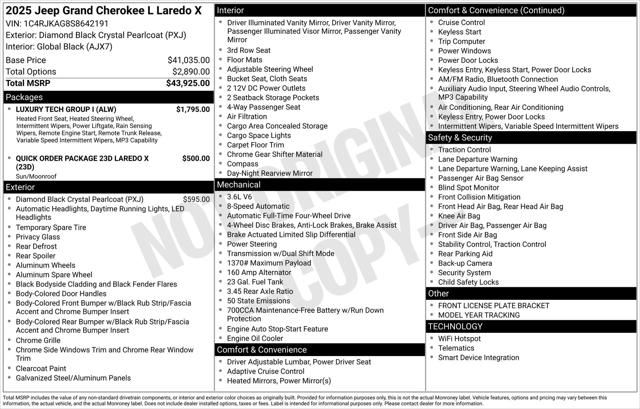 2025 Jeep Grand Cherokee GRAND CHEROKEE L LAREDO X 4X4