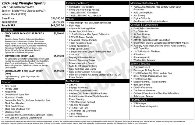 2024 Jeep Wrangler WRANGLER 4-DOOR SPORT S