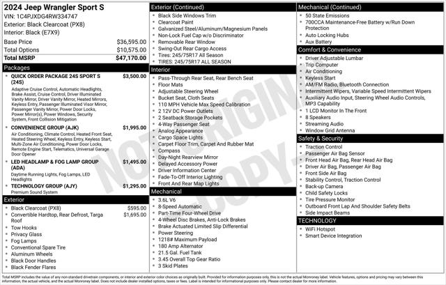 2024 Jeep Wrangler WRANGLER 4-DOOR SPORT S