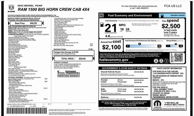 2023 RAM 1500 Big Horn Crew Cab 4x4 57 Box
